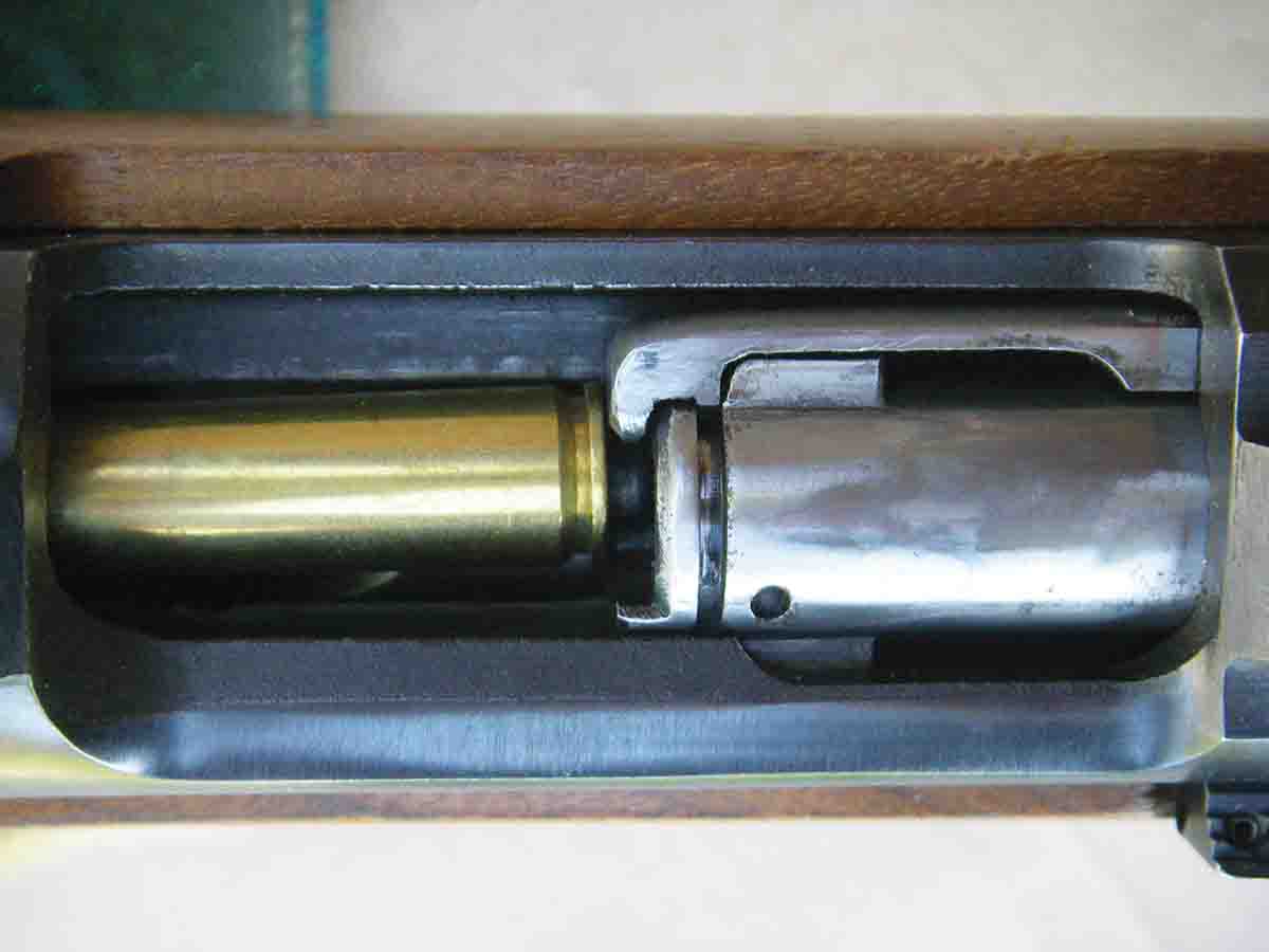 The M77 push-feed action keeps cartridges in front of the extractor until they are chambered and the bolt is closed.